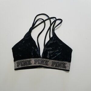 PINK Victoria's Secret Velour Green Unlined Bra Size XS